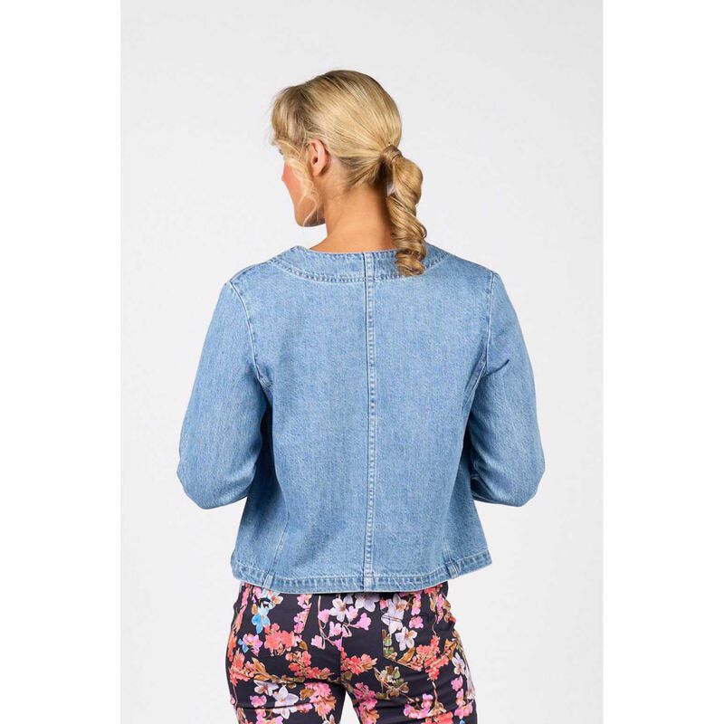 Vassalli Collarless Denim Jacket image number 1